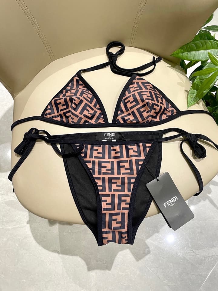 Fendi Versatile One-Piece Swimsuit in Brown Monogram Bikini