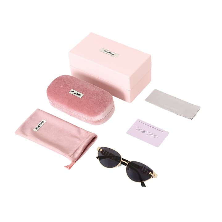 Miu Miu Logo Oval Gradient Sunglasses in Gold