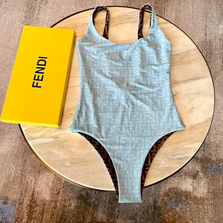 Fendi One-Piece Swimsuit in Brown Ff Monogram