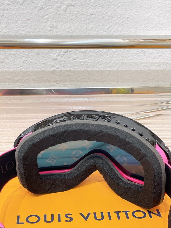Louis Vuitton Ski Goggles in Blue Iridescent Lens With Red Frame