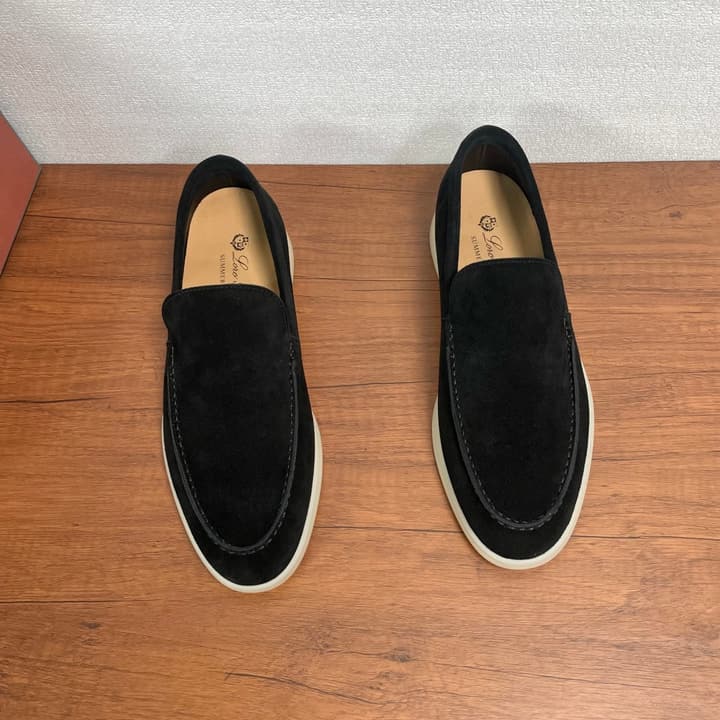 Loro Piana Suede Slip-On Loafers in Black Suede