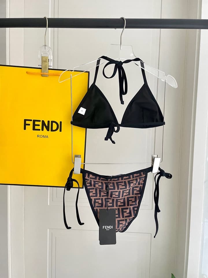 Fendi Versatile One-Piece Swimsuit in Brown Monogram Bikini