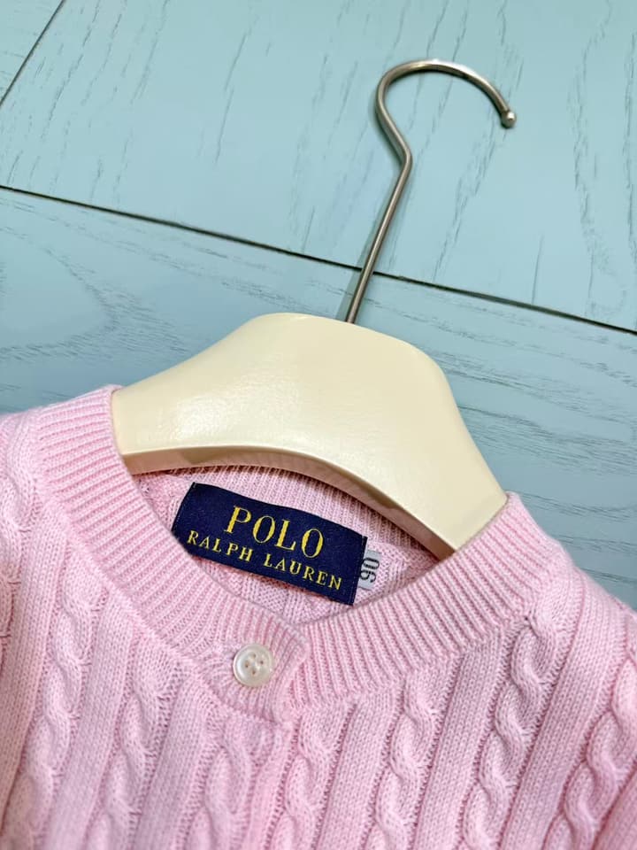 Ralph Lauren Kids Classic Striped Knit Cardigan – 2025SS in Light Pink Cable Knit