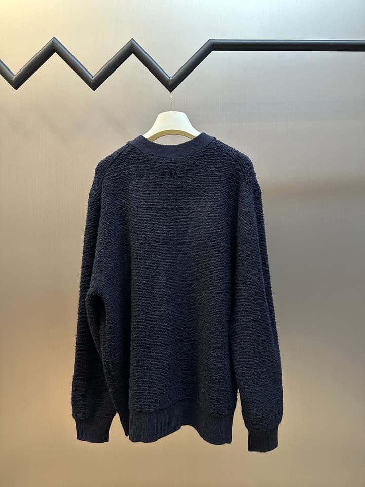 Loewe Anagram Embroidered Wool Cardigan in Dark Navy Anagram Cardigan