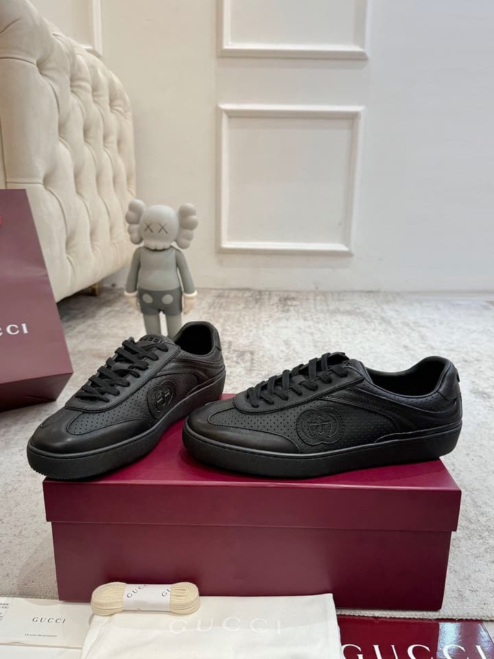 Gucci Retro German Training Sneakers in Black Monochromatic