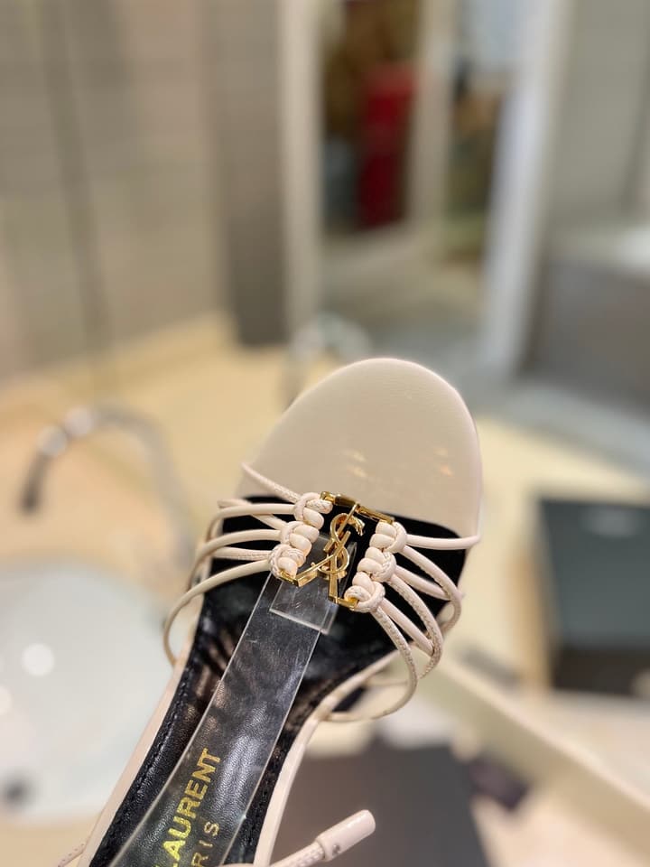 Saint Laurent Letter Buckle Pumps in Bright Gold