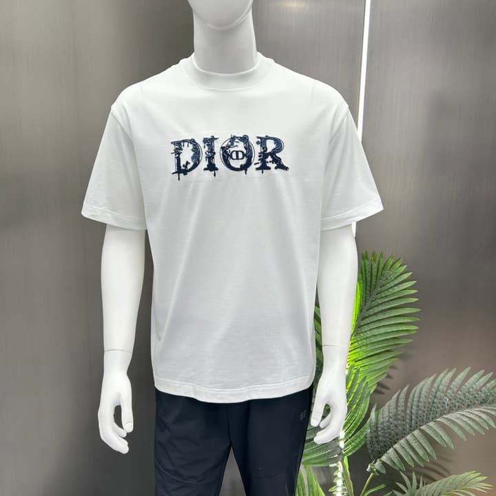 Dior 3D Logo High-Count Cotton T-Shirt – 2026SS in Black With Blue Graffiti Logo