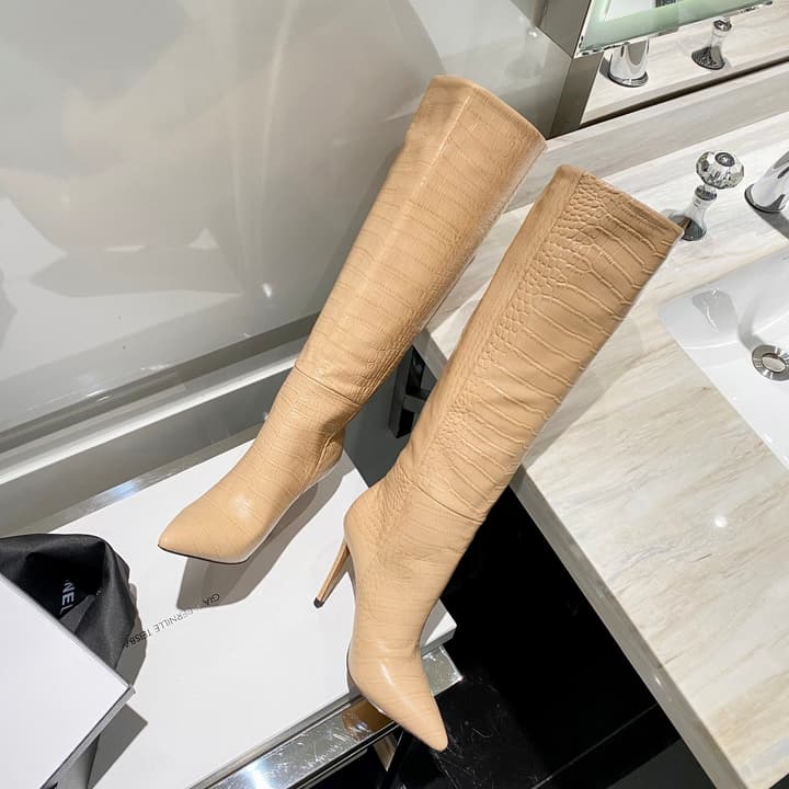 Paris Texas Crocodile Embossed Knee-High Boots – 2022 FW in Black Croc Embossed