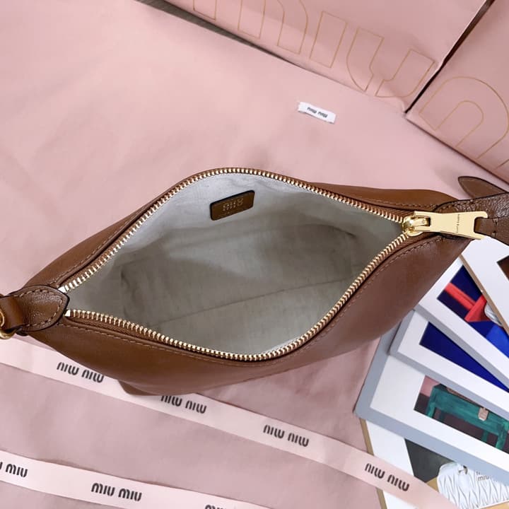 Miu Miu Vintage Sheepskin Lunchbox Bag in Deep Brown