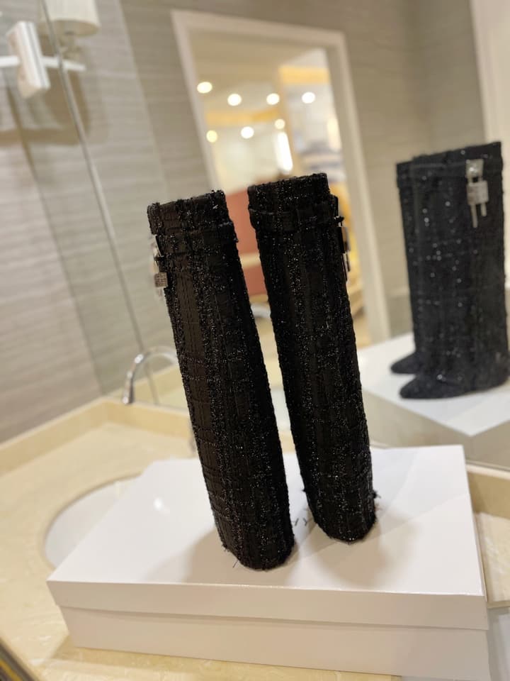Givenchy Jacquard Plaid Knee-High Boots – 2023SS