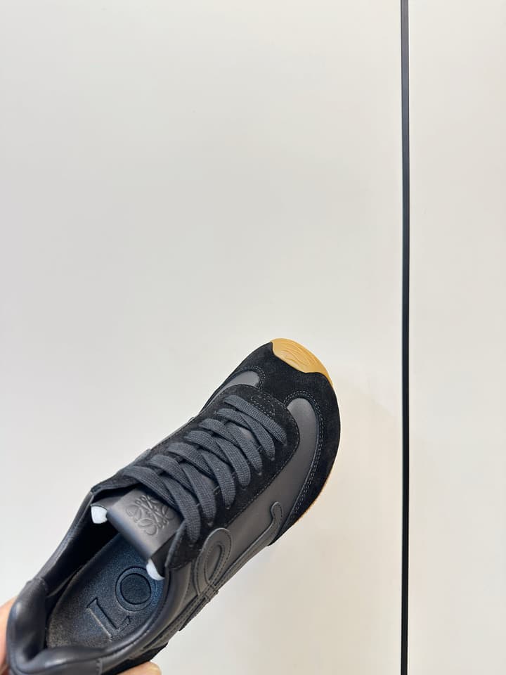 Loewe German Trainer Sneakers – Early Spring Collection – 25SS in Black Suede And Leather With Gum Sole
