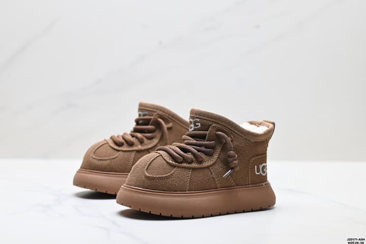 UGG Kids Leather Snow Boots – Kids Collection in Dark Chestnut Brown