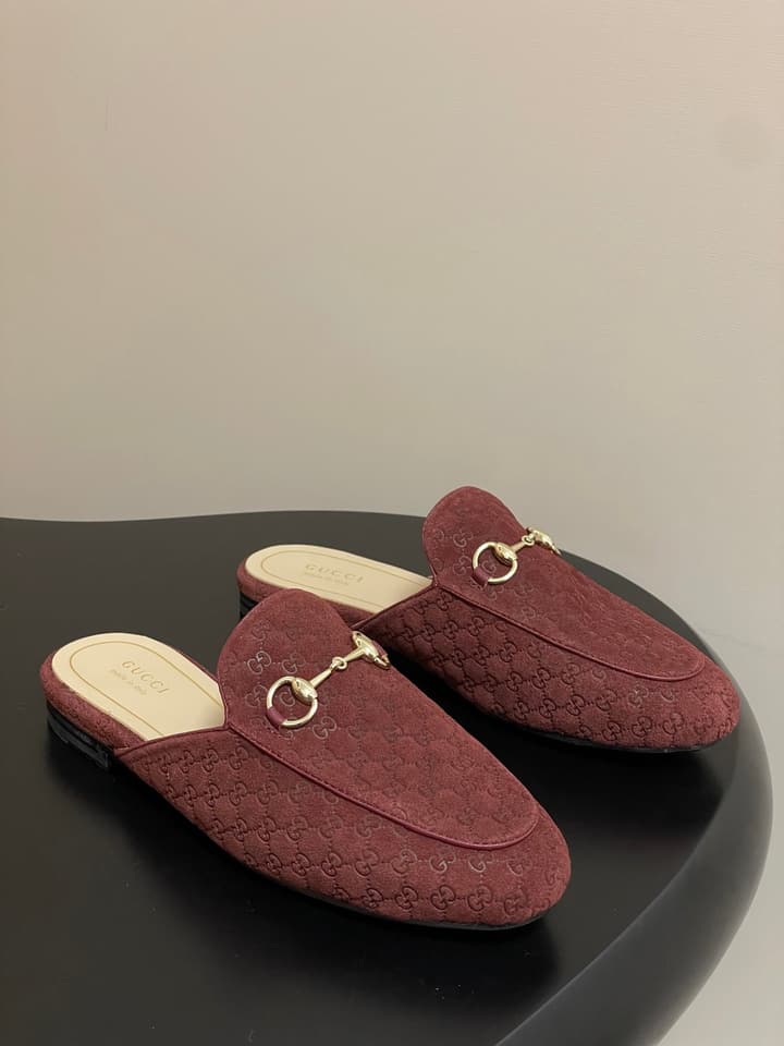 Gucci Princetown Double G Suede Mules – 2025 Fall Collection in Black Suede With Silver Hardware