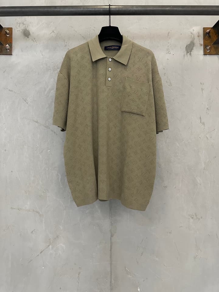 Louis Vuitton LV Hollow Jacquard Logo Knit Sweater – SS26 in Coffee Brown