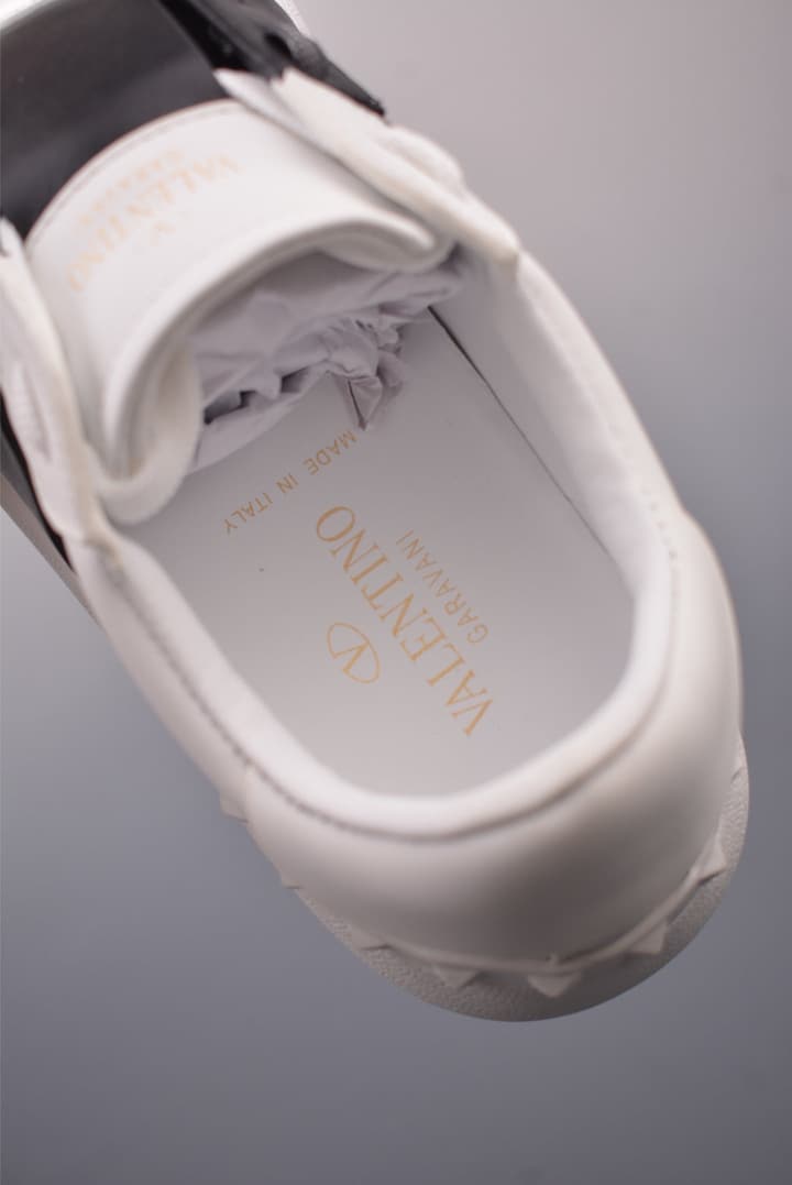 Valentino Rockstud Untitled Rivet Sneakers – 2025 Collection in White With Black Band