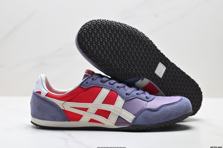 Onitsuka Tiger Serrano Nylon Retro Sneakers in Blue With White Stripes