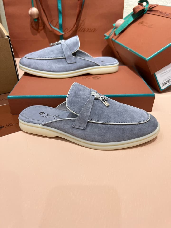 Loro Piana Women's Mules in Aqua Blue Suede