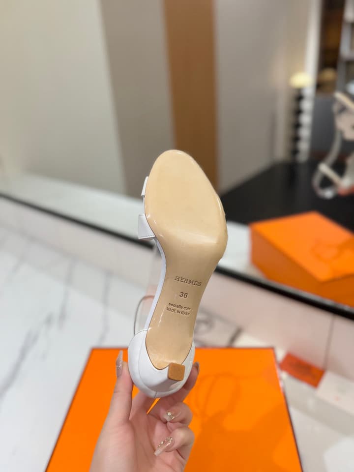 Hermès Classic Smooth Cowhide Heels – 6.5cm in All White