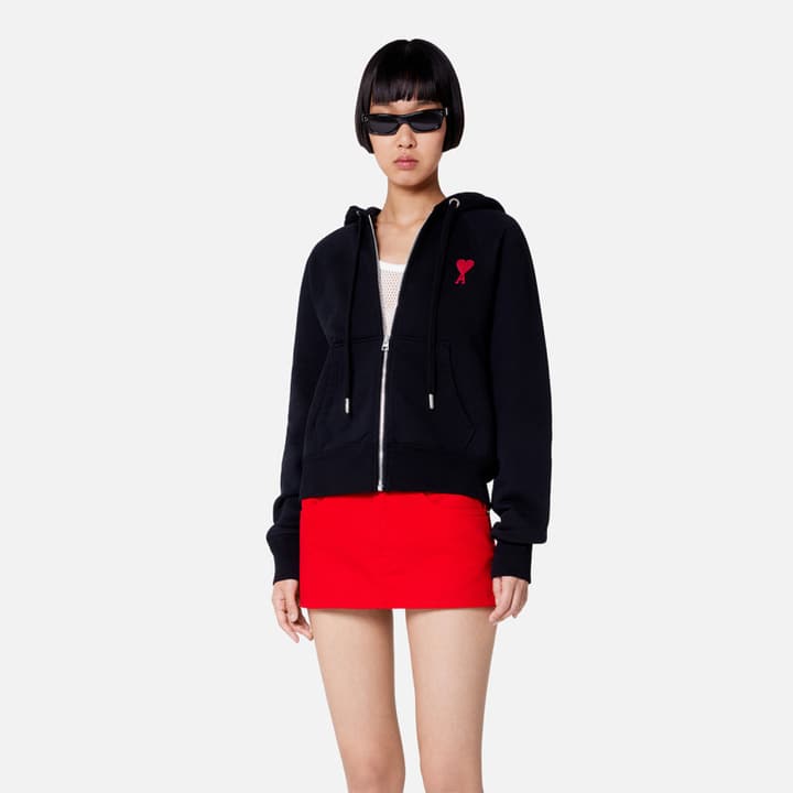 Ami Paris Ami de Coeur Boxy Fit Zip Sweatshirt – Autumn/Winter Collection in Classic Black