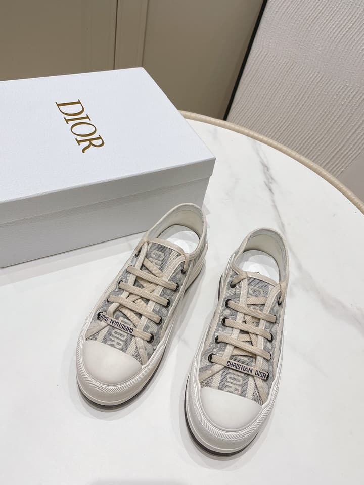 Dior Walk'n'Dior Oblique Embroidered Platform Sneakers in Dark Oblique