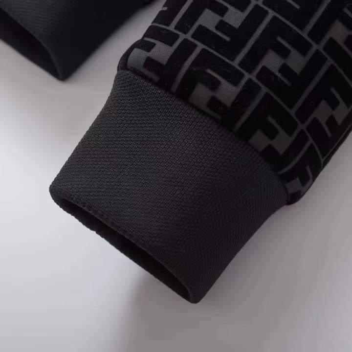 Fendi All-Over Print Flocked Jacket in Black Flocked Monogram Jacket