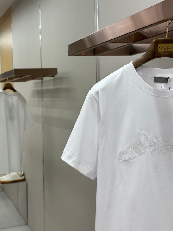 Dior Pattern Embroidered Crewneck T-Shirt in Washed Grey