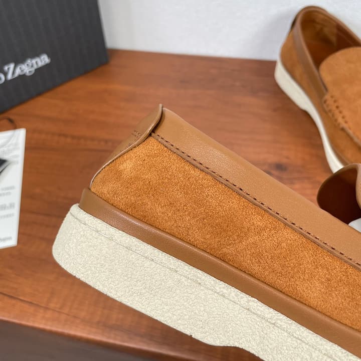 Zegna Men's Suede Leather Slip-On Loafers in Black Suede Loafer