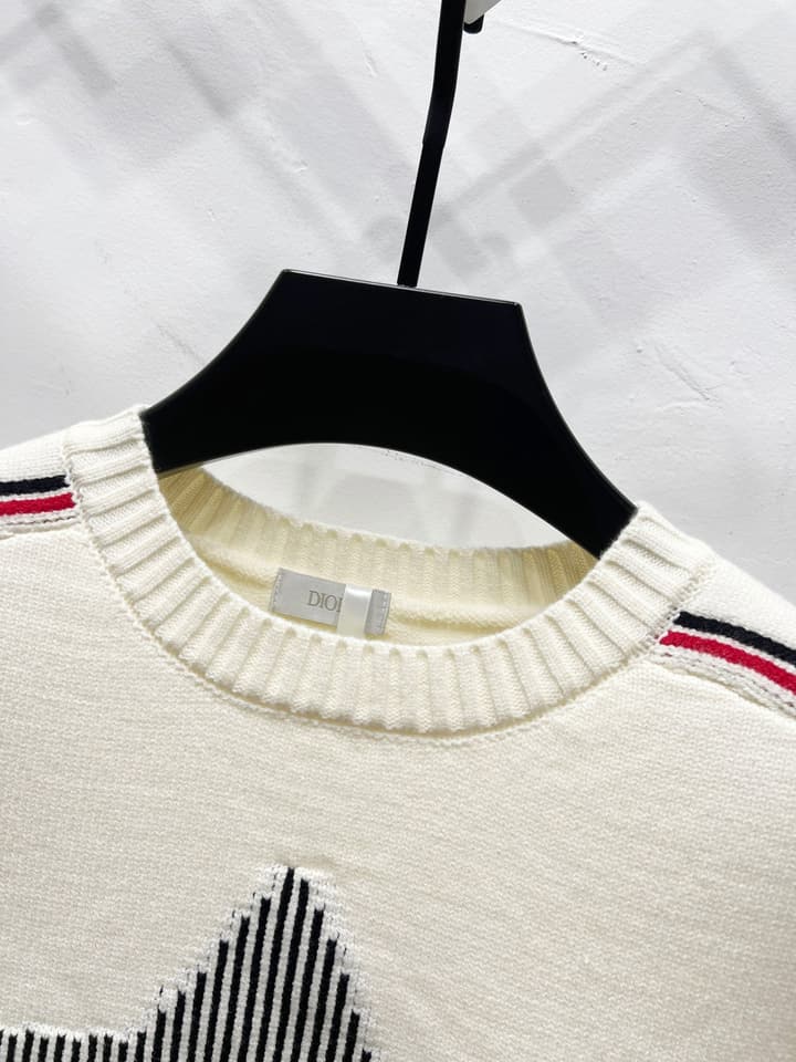 Dior x Peter Doig Ski Series Sailor Collar Knit Sweater – 23FW in Grey