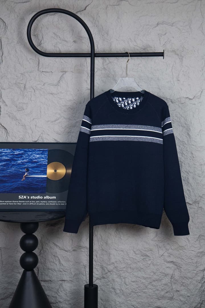 Dior Monogram Double-Sided Jacquard Crewneck Sweater – 24SS in Navy Monogram Pattern