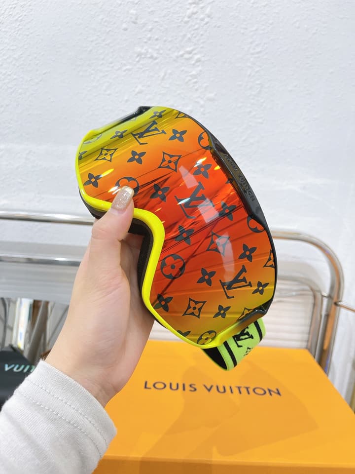 Louis Vuitton Ski Goggles in Blue Iridescent Lens With Red Frame