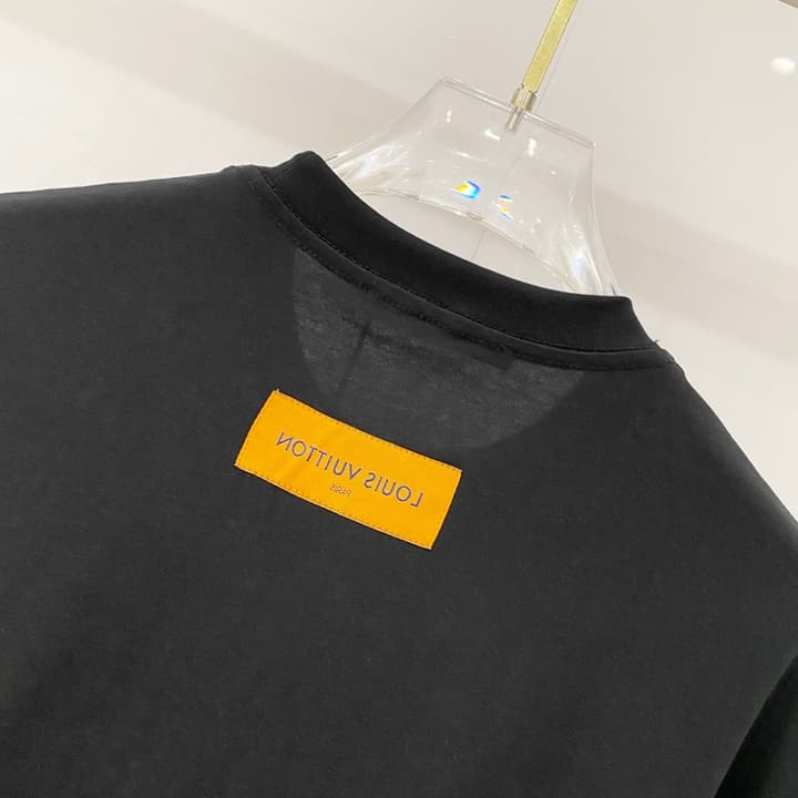 Louis Vuitton Signature Embroidery Cotton T-Shirt in Black