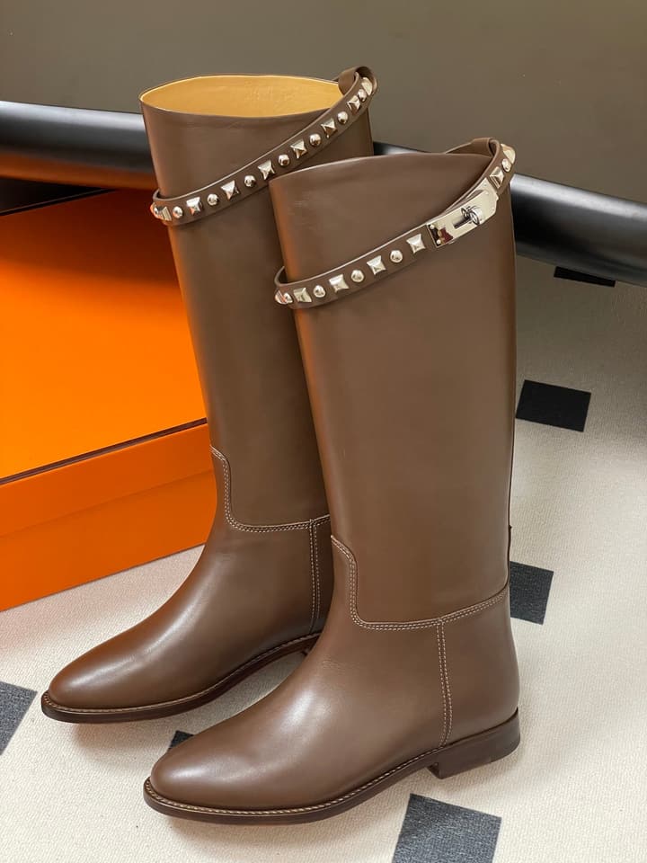 Hermès Jumping Series Kelly Buckle Knee-High Boots in Black