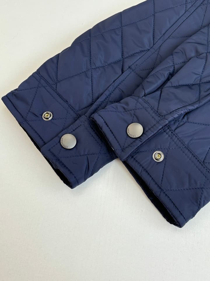 Burberry Diamond Quilted Stand Collar Nylon Jacket in Black