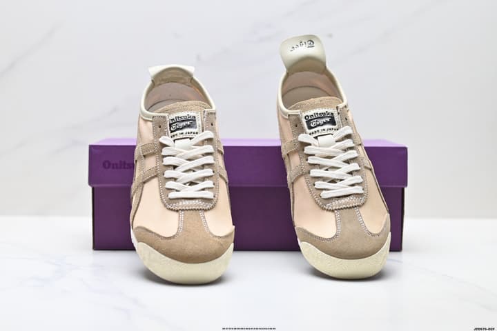 Onitsuka Tiger Mexico 66 Deluxe Nippon Made Sneakers in Beige With Taupe Stripes