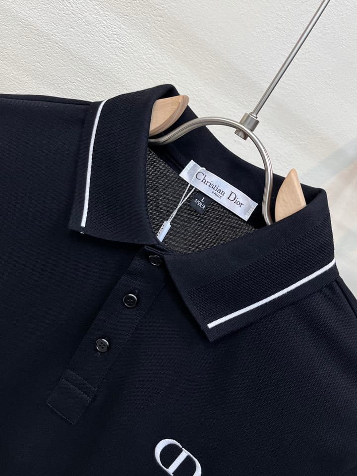 Dior Embroidered Logo Piqué Cotton Polo Shirt – 2026 Spring/Summer Collection in Classic Black