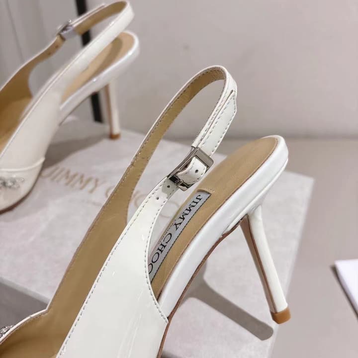 Jimmy Choo Pointed-Toe Crystal-Embellished Heeled Sandals – 2025 Summer in Black