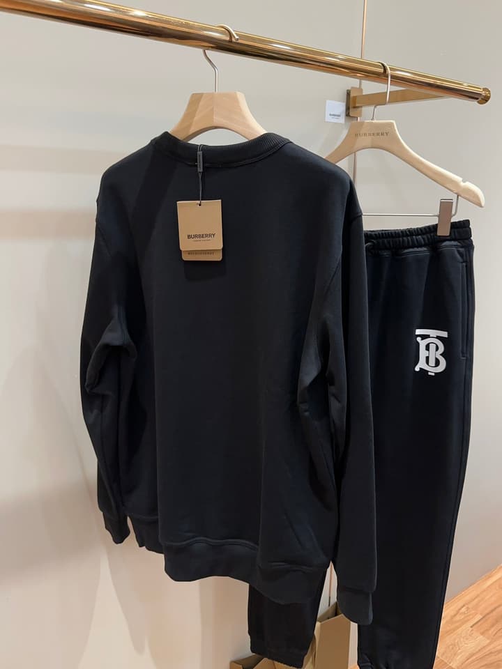 Burberry TB Monogram Cotton Crewneck Sweatshirt in Black Tb Crewneck