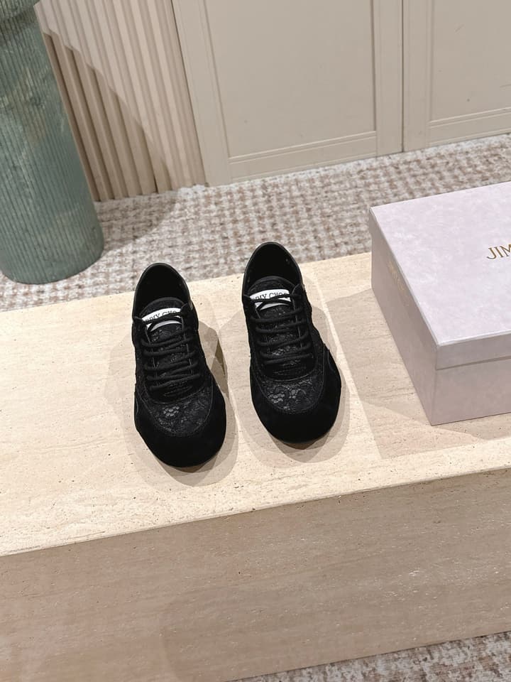 Jimmy Choo Diamond Lace Sneakers in Black Lace