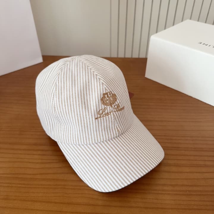 Loro Piana Baseball Cap in Cream With Tan Logo