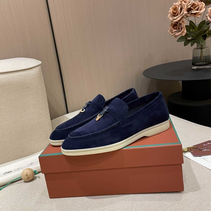 Loro Piana Summer Charms Walk Moccasin Loafers in Bright Orange Leather