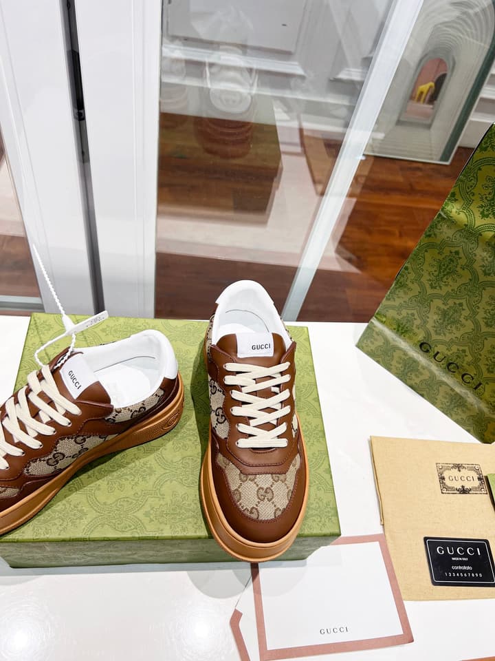 Gucci Chunky B Series Platform Sneakers in Brown Monogram Chunky Sneaker