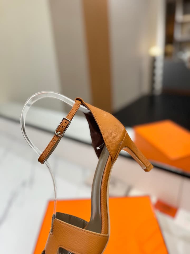 Hermès Classic Palm Grain Cowhide Heels – 6.5cm in Black