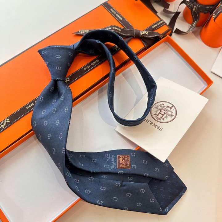 Hermès Men's Winter Anchor Chain Silk Tie – New Collection in Black