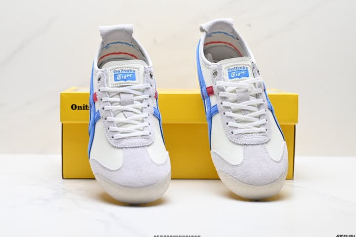 Onitsuka Tiger NIPPON MADE MEXICO 66 DELUXE Sneakers in Cream With Blue And Red Stripes