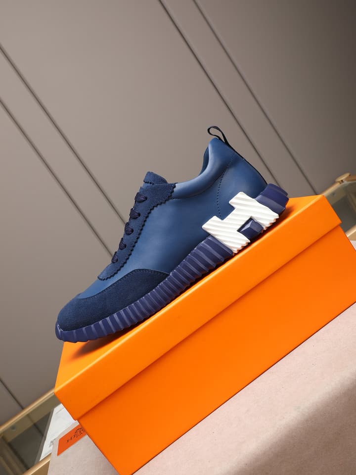 Hermès Bouncing Men's Sport Sneakers in Navy Blue