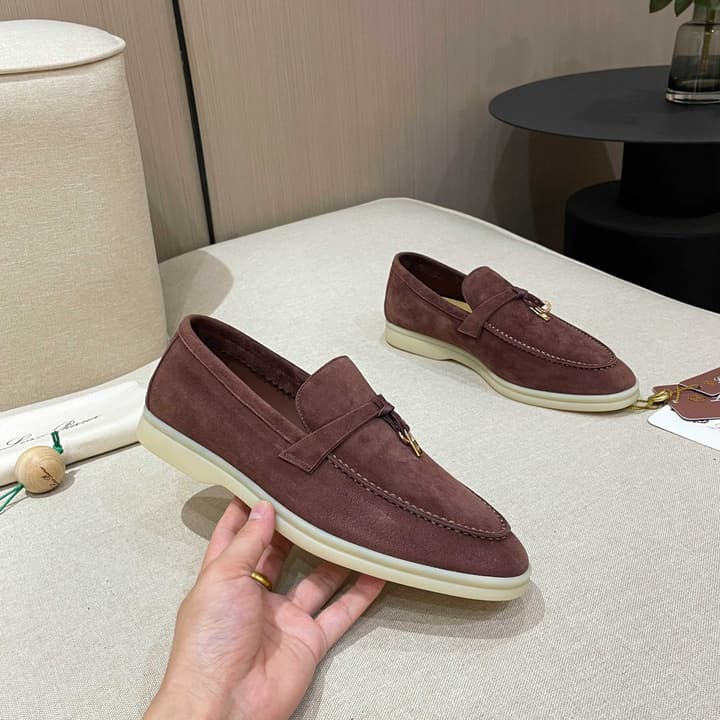 Loro Piana Summer Charms Walk Moccasin Loafers in Bright Orange Leather