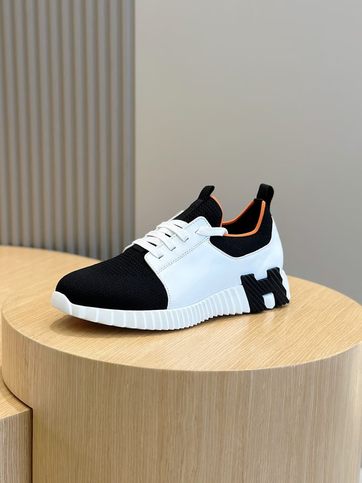 Hermès Bouncing Sneakers in Black And White Color Block