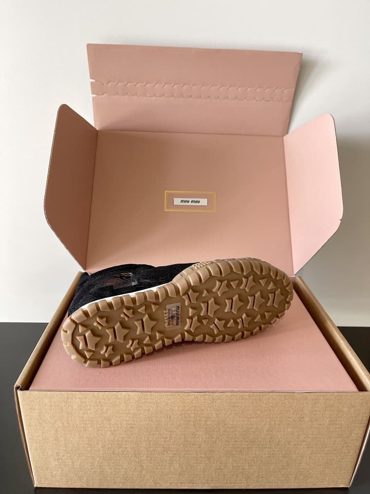 Miu Miu Latest Lace Retro Mary Jane Sneakers in Black