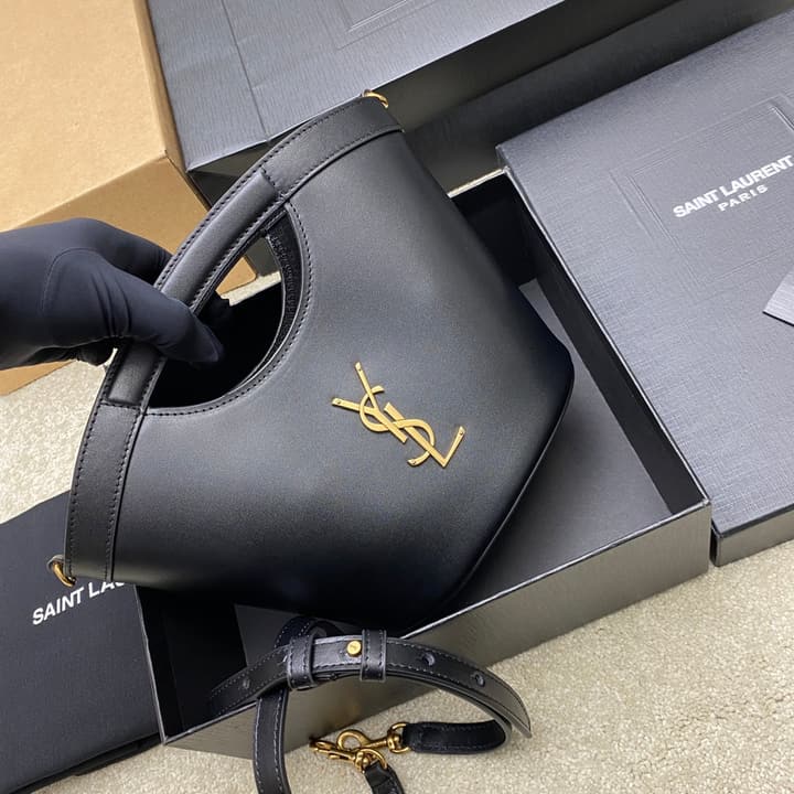 Saint Laurent Smooth Leather Basket Tote Bag