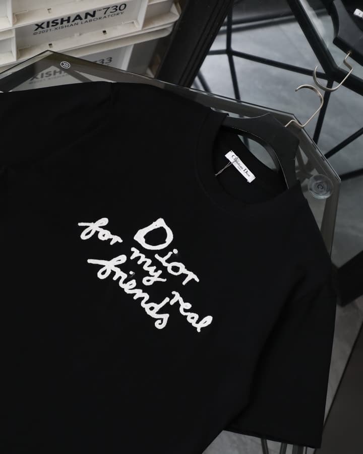 Dior Towel Embroidery T-Shirt – 2025SS Collection in Black
